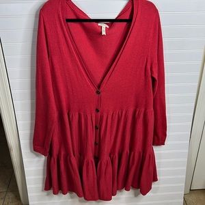 Matilda Jane Love Me Tender Red knit Cardigan Tiered Ruffle Sweater XL